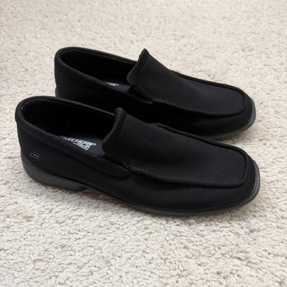 Skechers Dress Knit Slip On Shoes Mens 11 Black Relaxed Fit Memory Foam